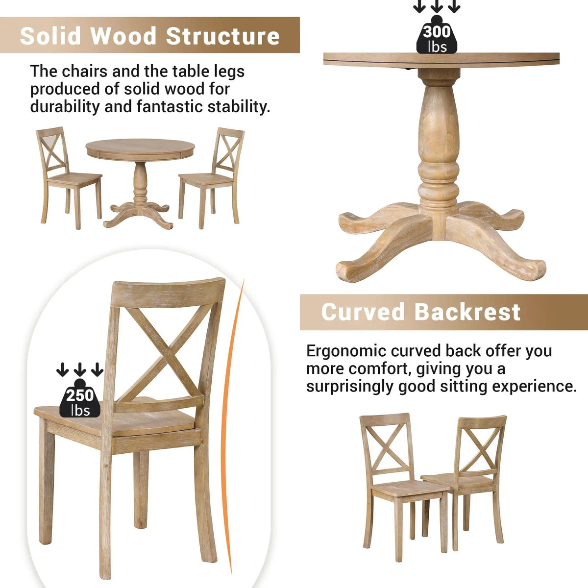 Modern Dining Table Set For 4, Round Table And 4 Kitchen Room Chairs, 5 Piece Kitchen Table Set For Dining Room, Dinette, Breakfast Nook, photo 6 of 14