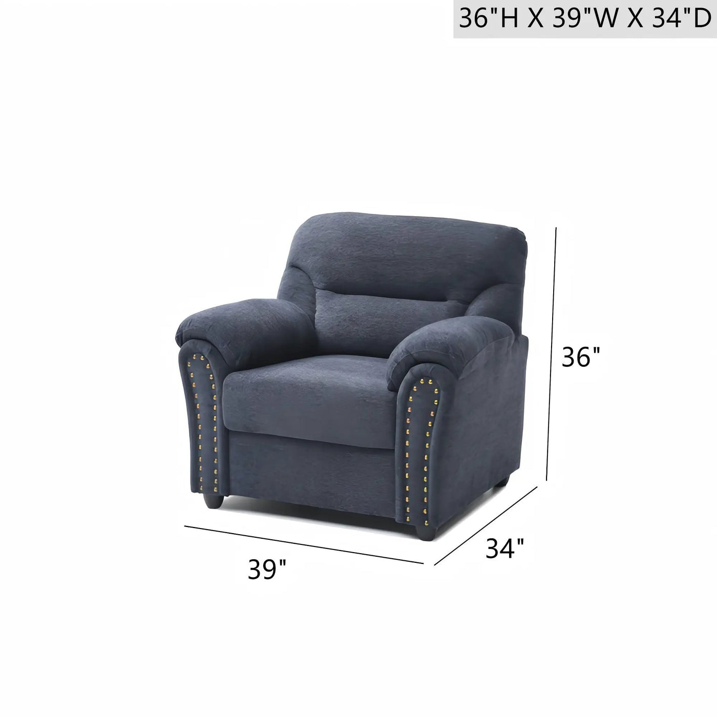 Hamilton - Chair With Hand Applied Nailhead Trim And Pillow Top Arm Cushions by Unique Piece Furniture