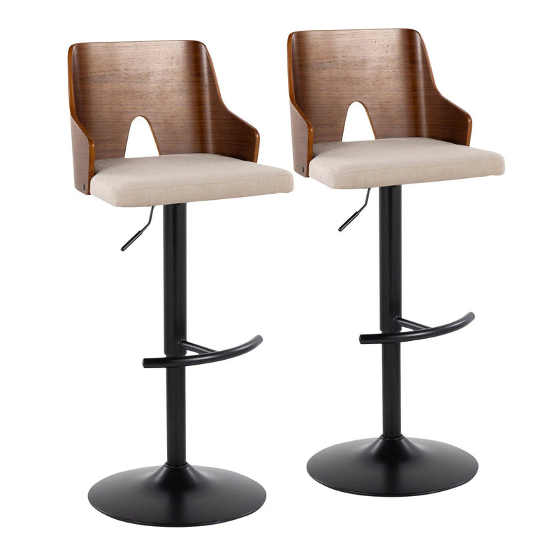 Ariana - Mid Century Modern Adjustable Barstool Stool With Swivel With Rounded T Footrest (Set of 2) by Unique Piece Furniture