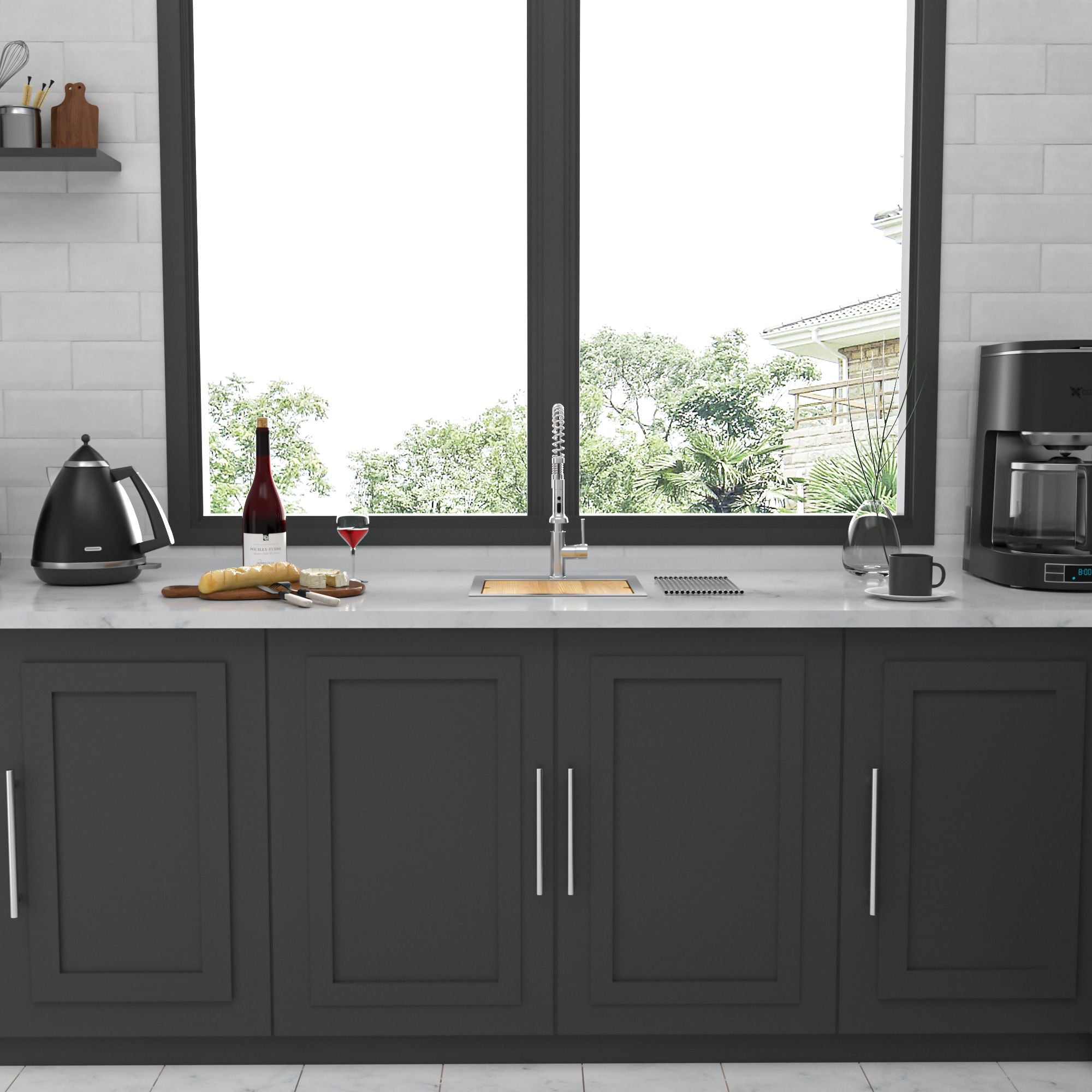 Modern Stainless Steel 15" Drop In Kitchen Sink Workstation With Accessories - Brushed Nickel by HouseOfZazla