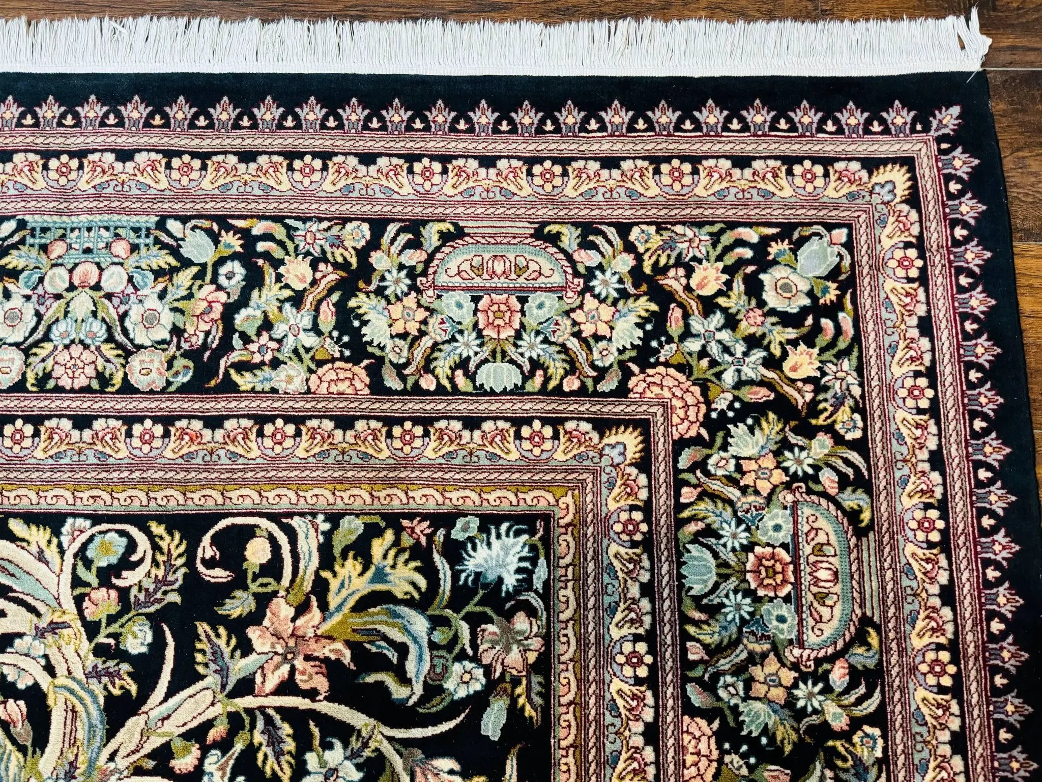 Pak Persian Rug 9x12, Highly Detailed Fine 260 KPSI, Floral, Handmade Traditional Carpet, Black by Jewel Rugs