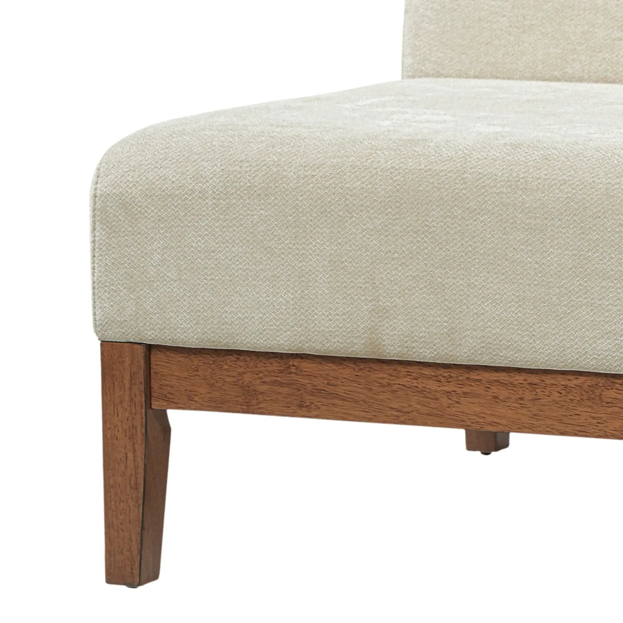 Upholstered Accent Chair - Beige / Walnut by HouseOfZazla