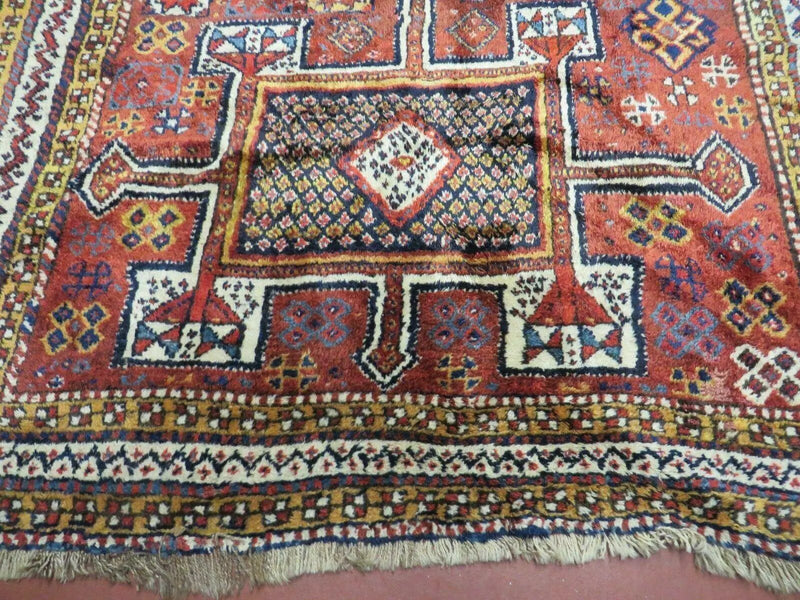 Antique Moroccan Runner Rug 4x9, Wide Runner, Hand Knotted Tribal Oriental Carpet, Hallway Rug, Geometric Medallions, Red, Bohemian Rug Nice by Jewel Rugs