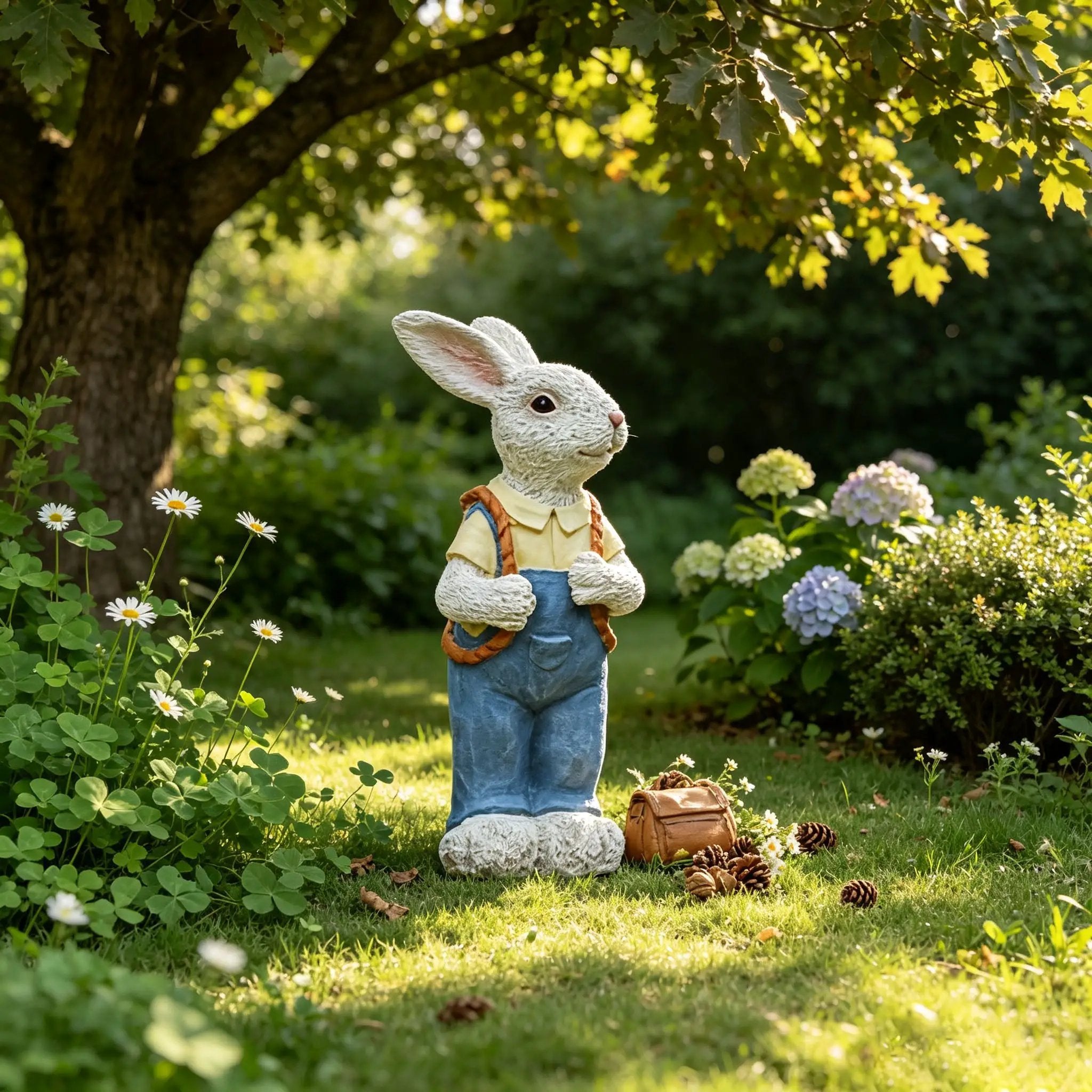 Simulated Couple Rabbit Statue Flower Pot Ornament by HouseOfZazla