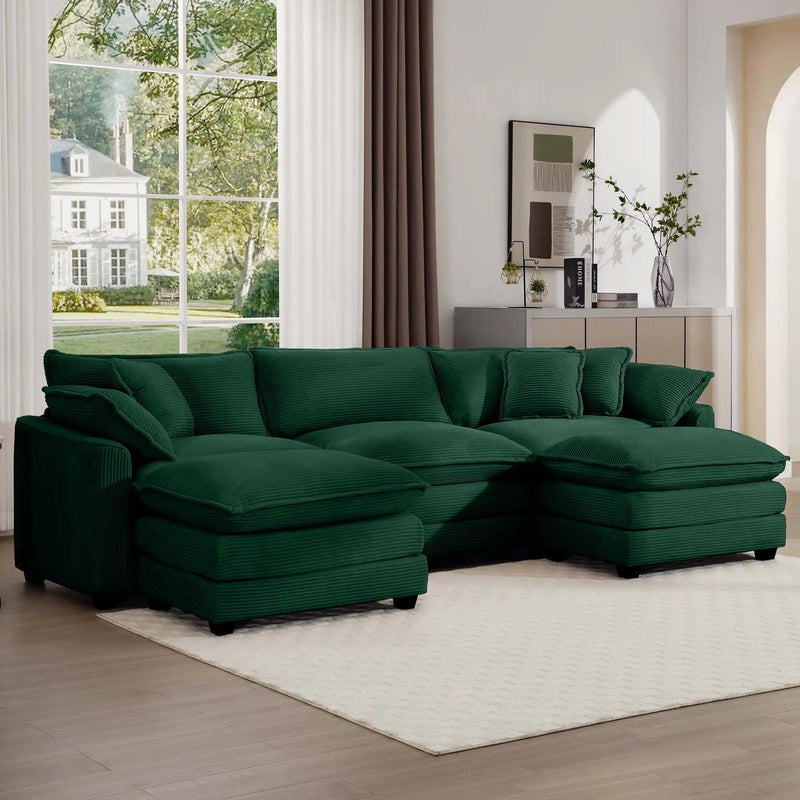 Modern Oversized Modular Cushion Sofa With Ottoman, Low Back, Deep Seating Sofa Set by Unique Piece Furniture