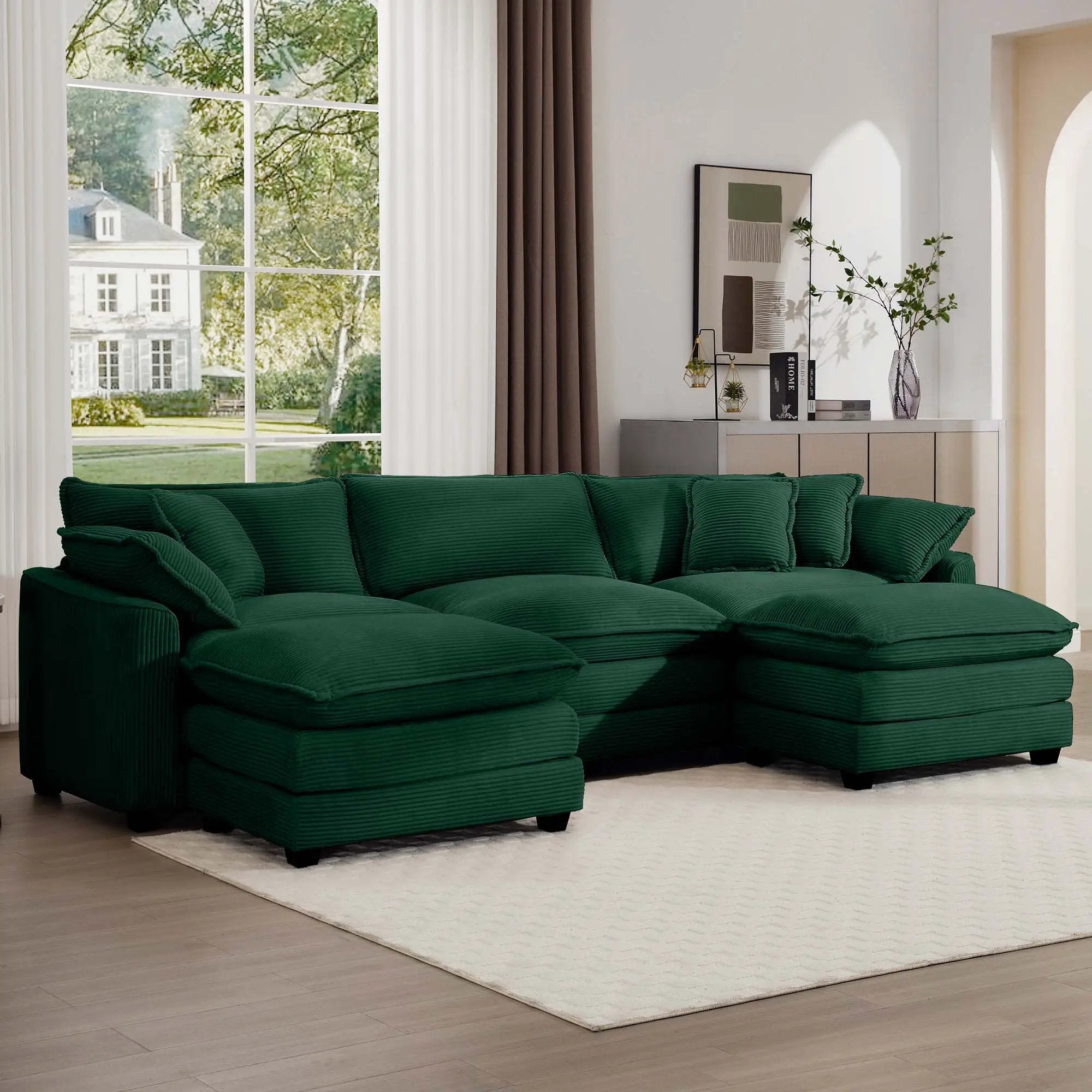 Modern Oversized Modular Cushion Sofa With Ottoman, Low Back, Deep Seating Sofa Set by HouseOfZazla