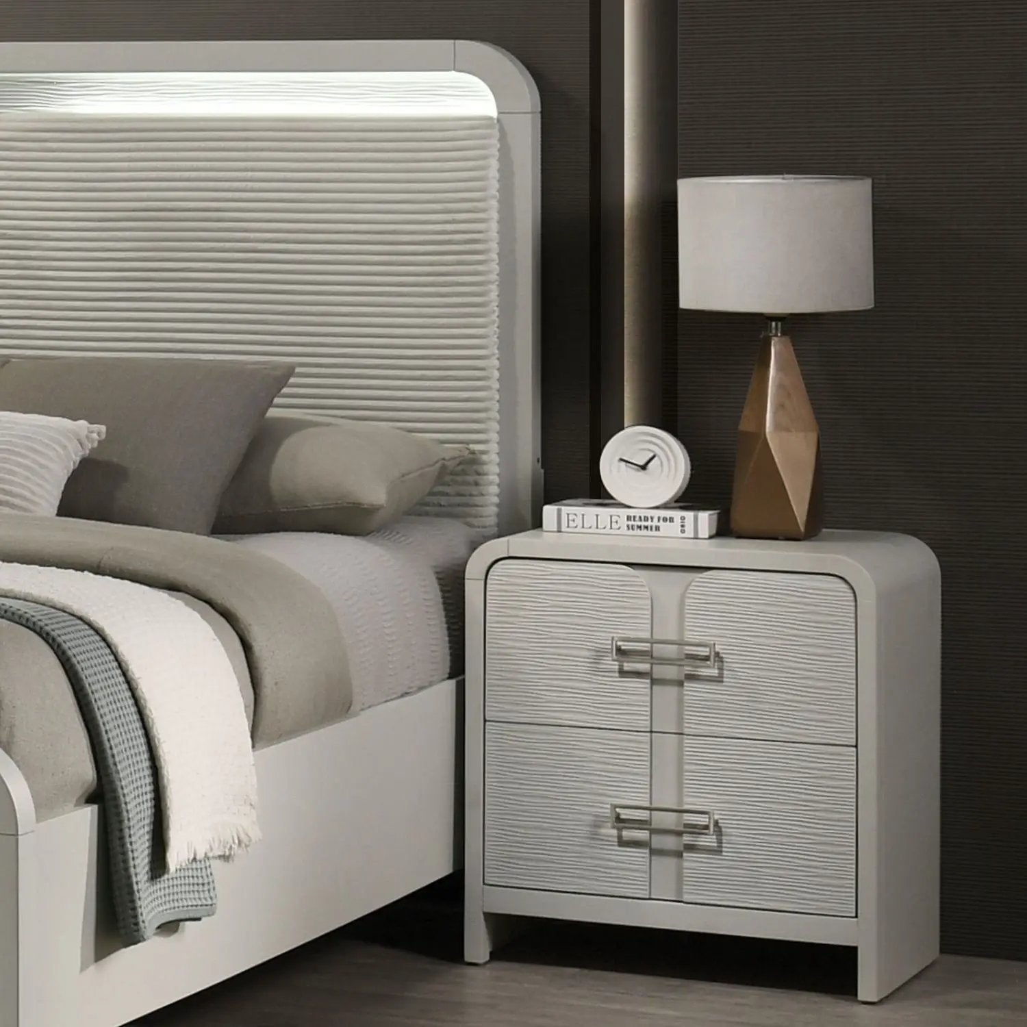 Aria - 2 Drawer Nightstand - Beige by HouseOfZazla