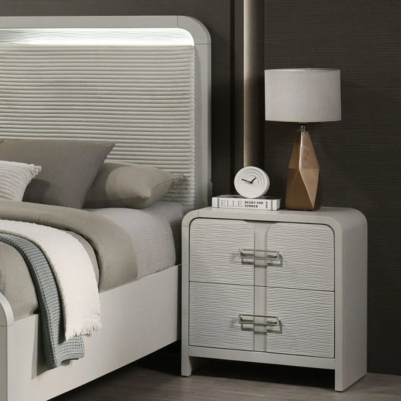 Aria - 2 Drawer Nightstand - Beige by HouseOfZazla