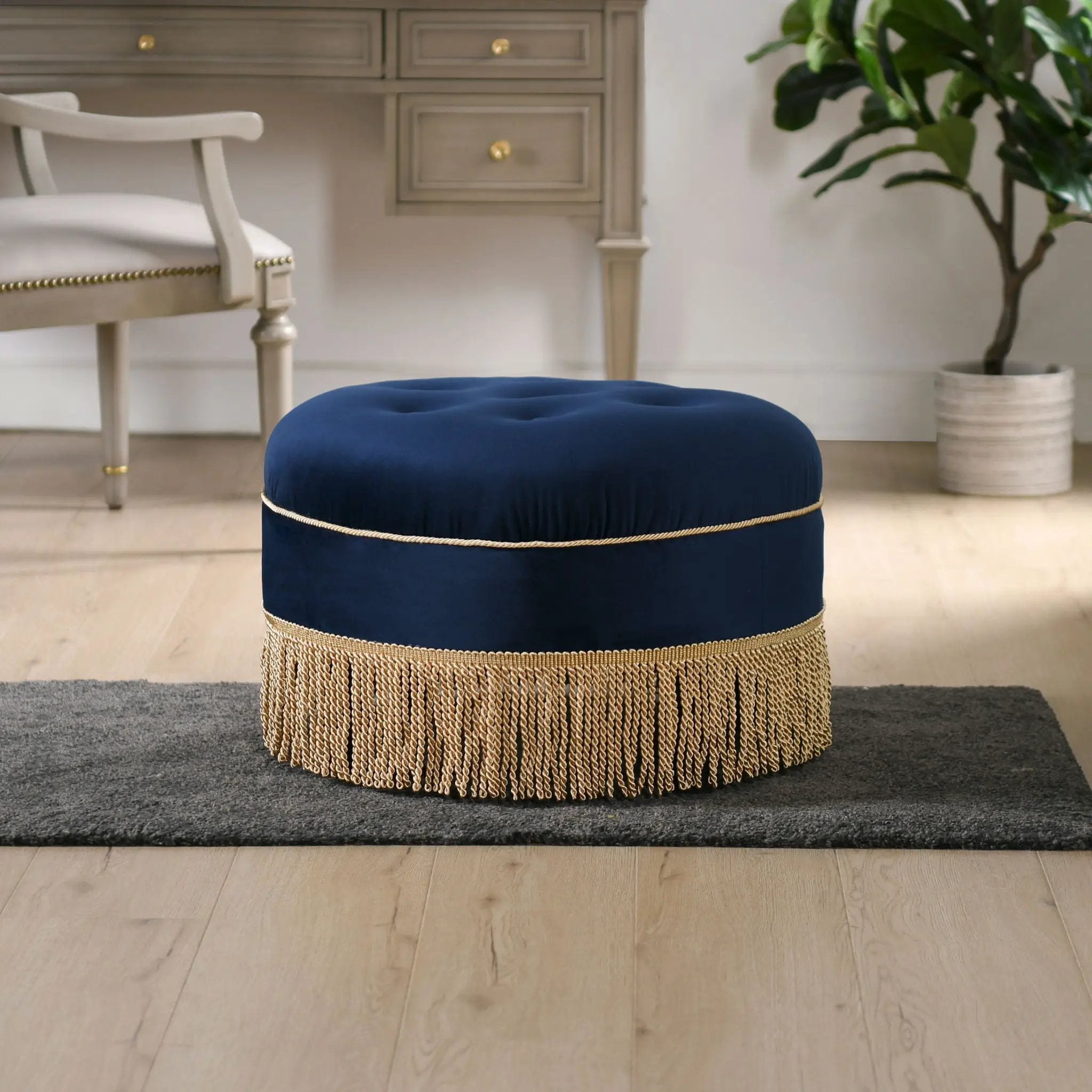 Yolanda - Round Upholstered Accent Ottoman by Unique Piece Furniture