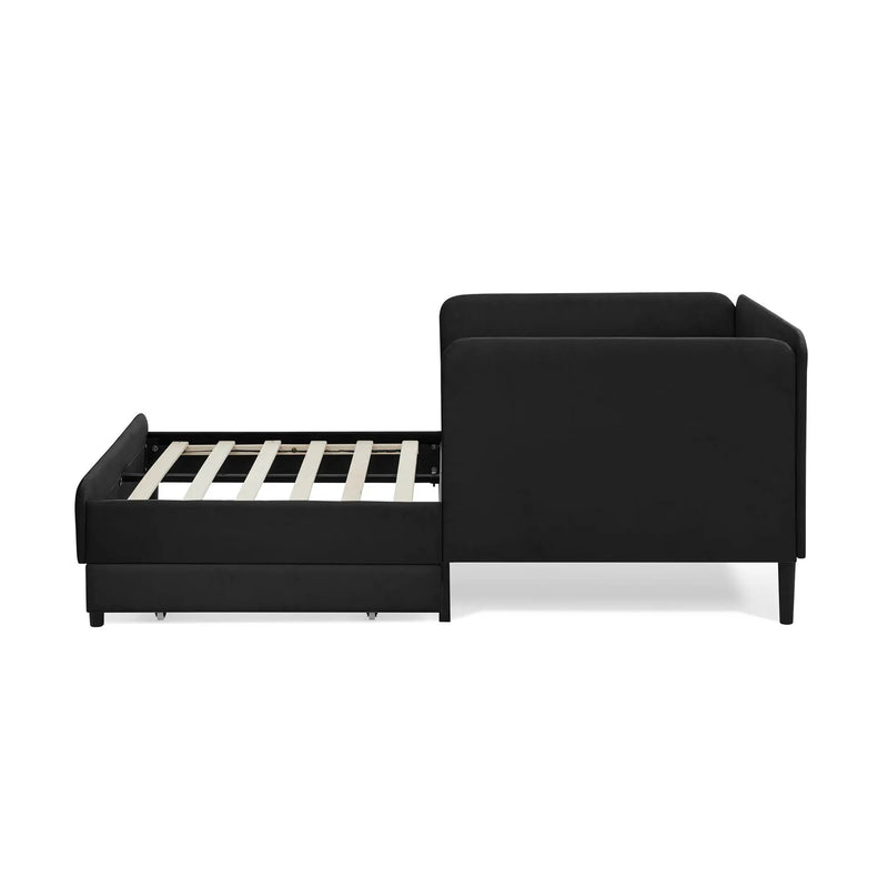 Upholstered Platform Bed Frame With 2 Storage Drawers And Adjustable Sofa Bed