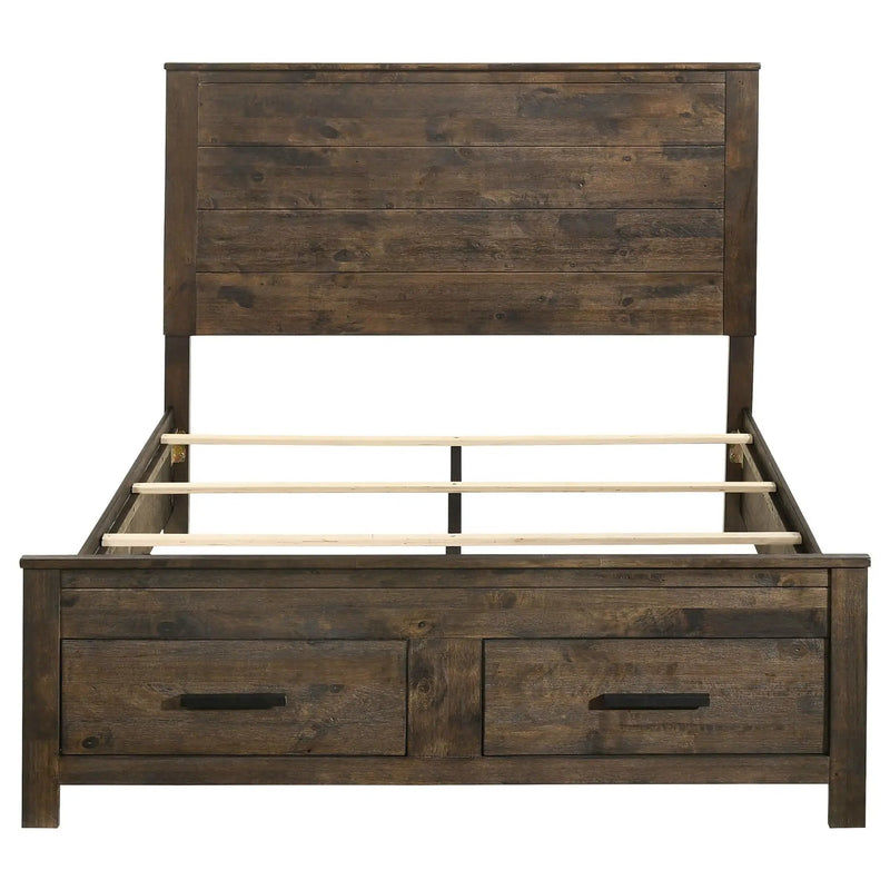 Queen Storage Bed With Platform Design And Drawer Storage - Brown by HouseOfZazla