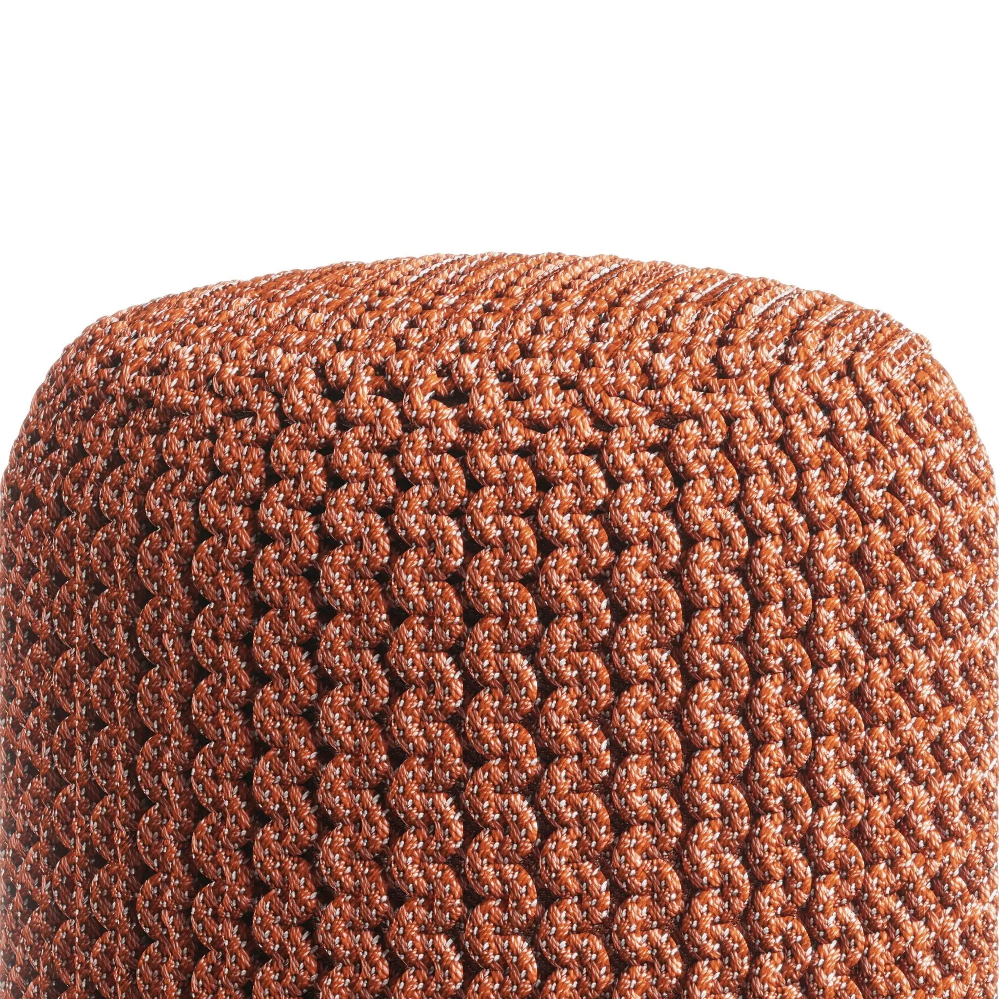 Wynne - Round Knitted Outdoor / Indoor Pouf - Orange by HouseOfZazla