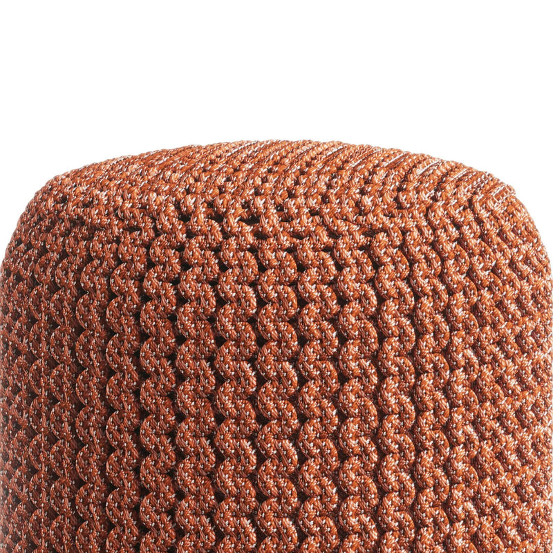 Wynne - Round Knitted Outdoor / Indoor Pouf - Orange by HouseOfZazla