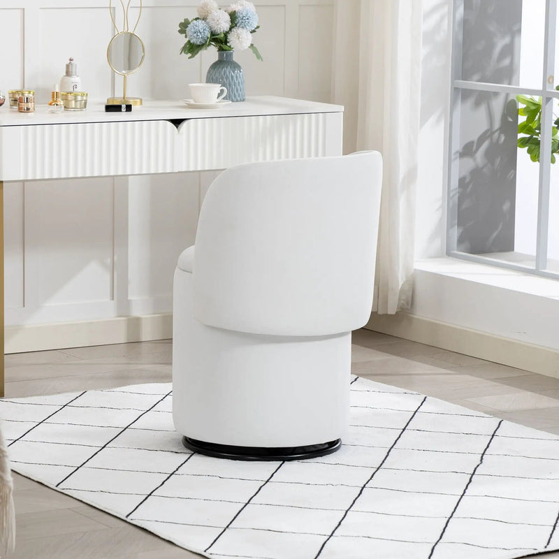 Barrel Chair With Built In Storage, 360° Swivel - Beige by HouseOfZazla