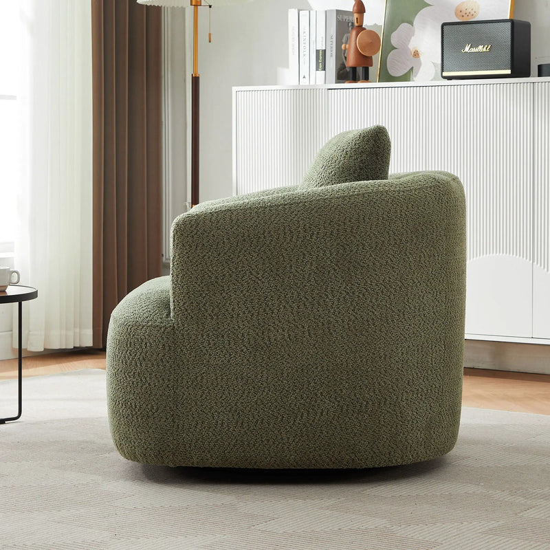 360° Swivel Barrel Sofa Chair With Throw Pillow, Upholstered Accent Chair by HouseOfZazla