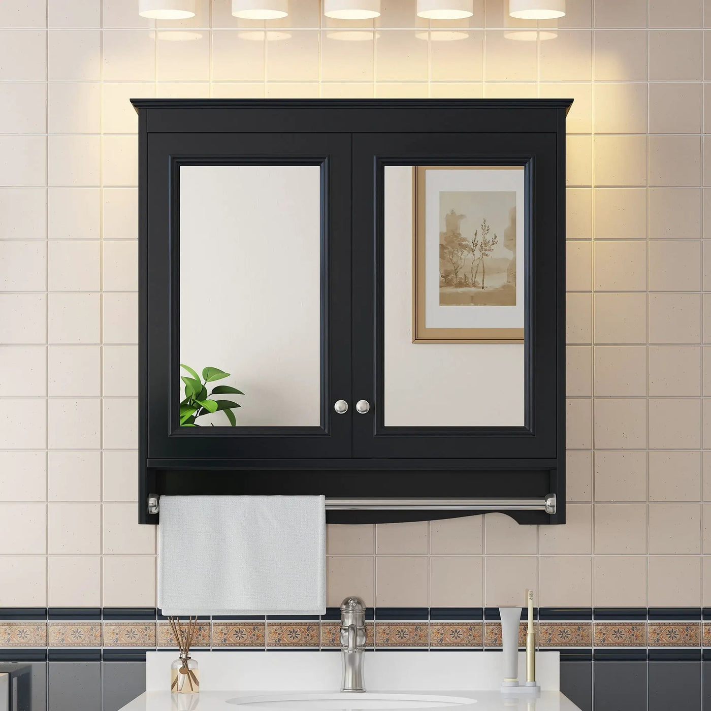 Modern Wall-Mounted Mirror Cabinet With Adjustable Shelves, Soft-Close Doors, High-Definition Mirror by HouseOfZazla
