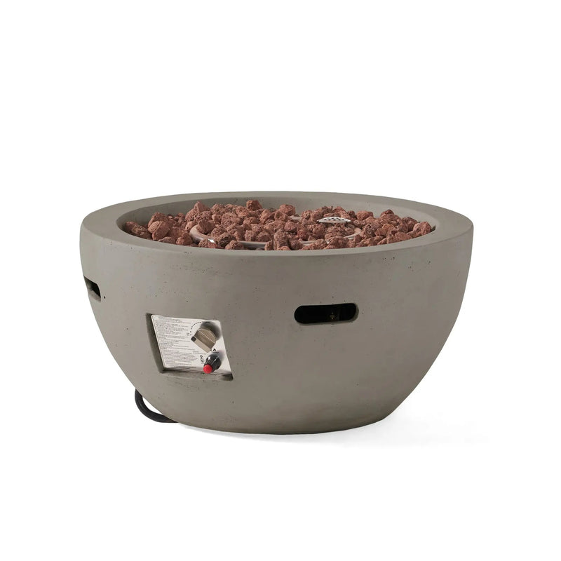 27' Bowl Shaped MGO 40,000 BTU Propane Fire Pit, Light Grey (Tank Cover not Included) by HouseOfZazla