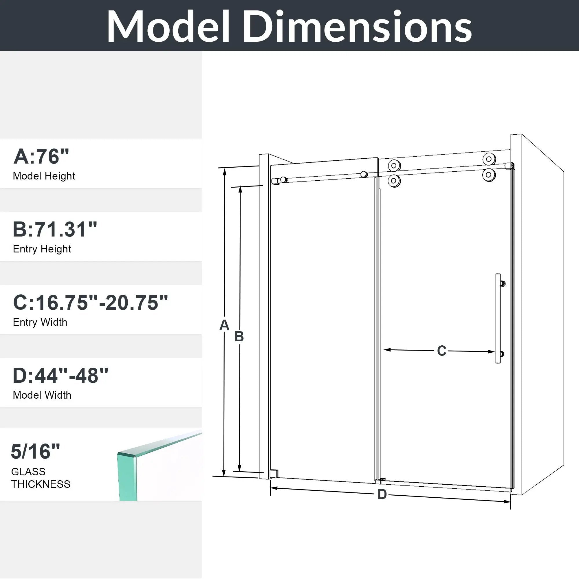 Frameless Single Sliding Shower Door With Clear Tempered Glass by HouseOfZazla