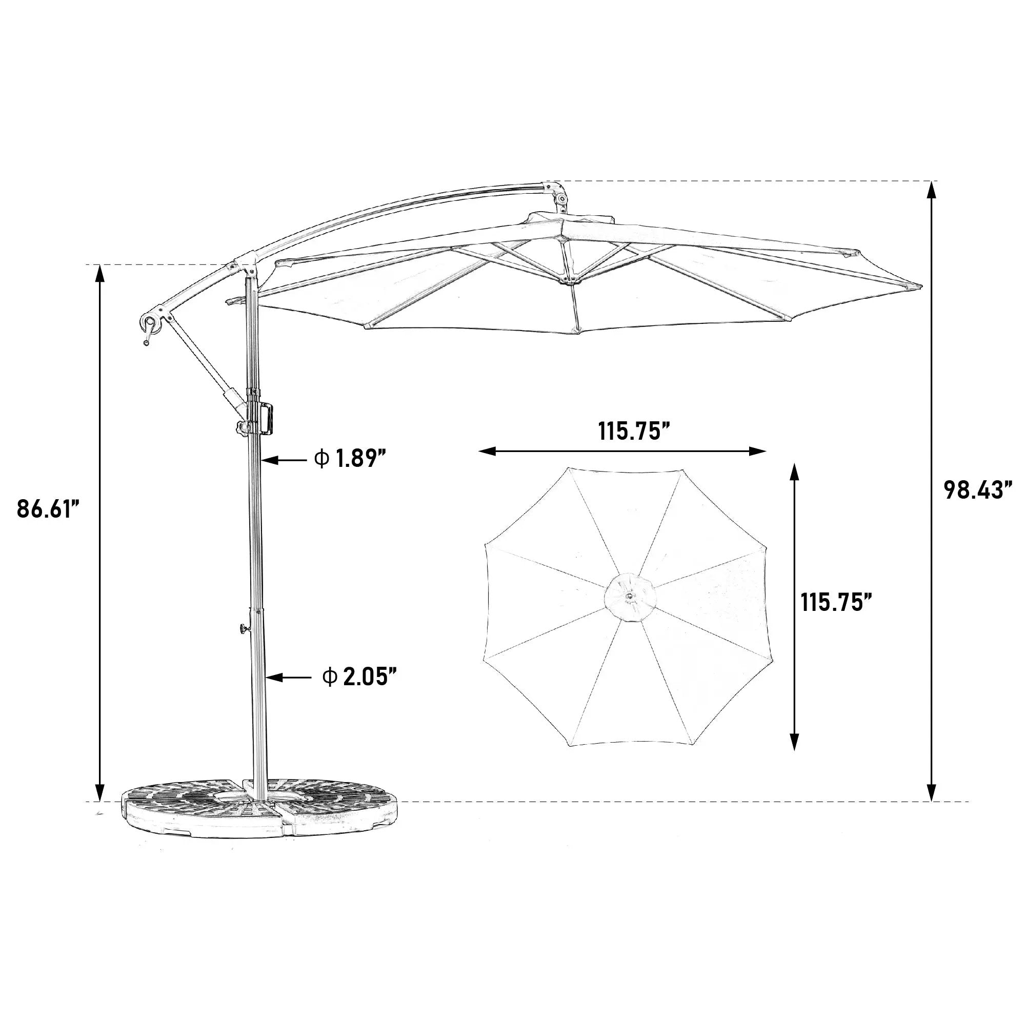 Best Choice Products 10ft Offset Hanging Market Patio Umbrella (No Base) by HouseOfZazla