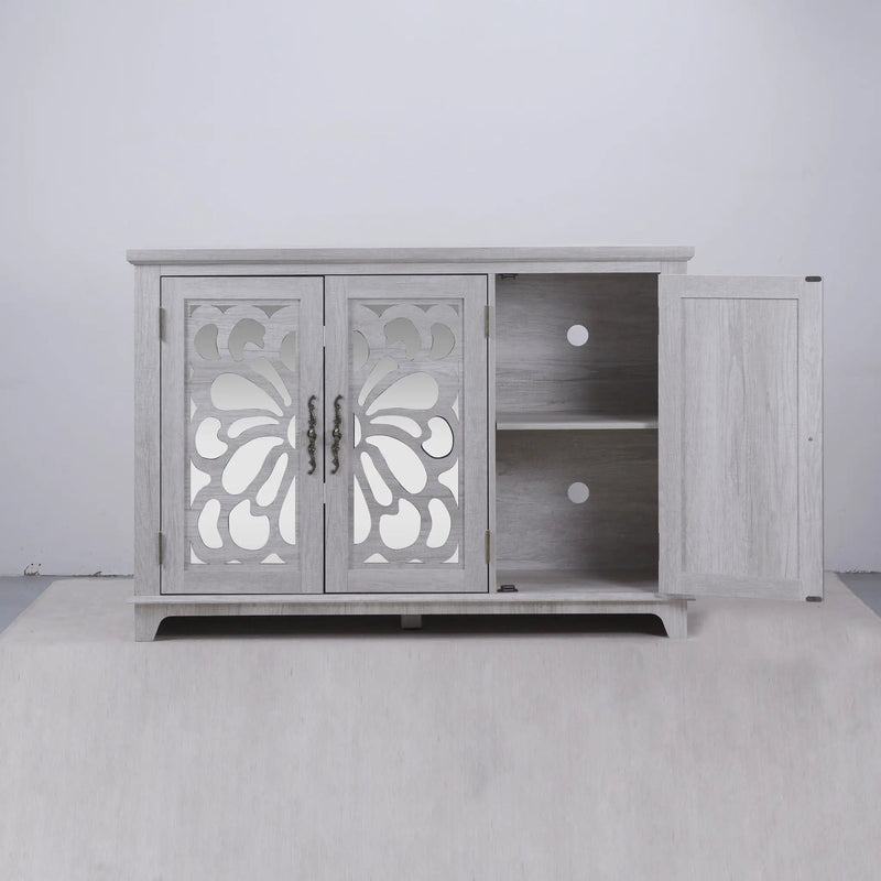 3 Door Mirrored Sideboard Cabinet With Adjustable Shelves by HouseOfZazla