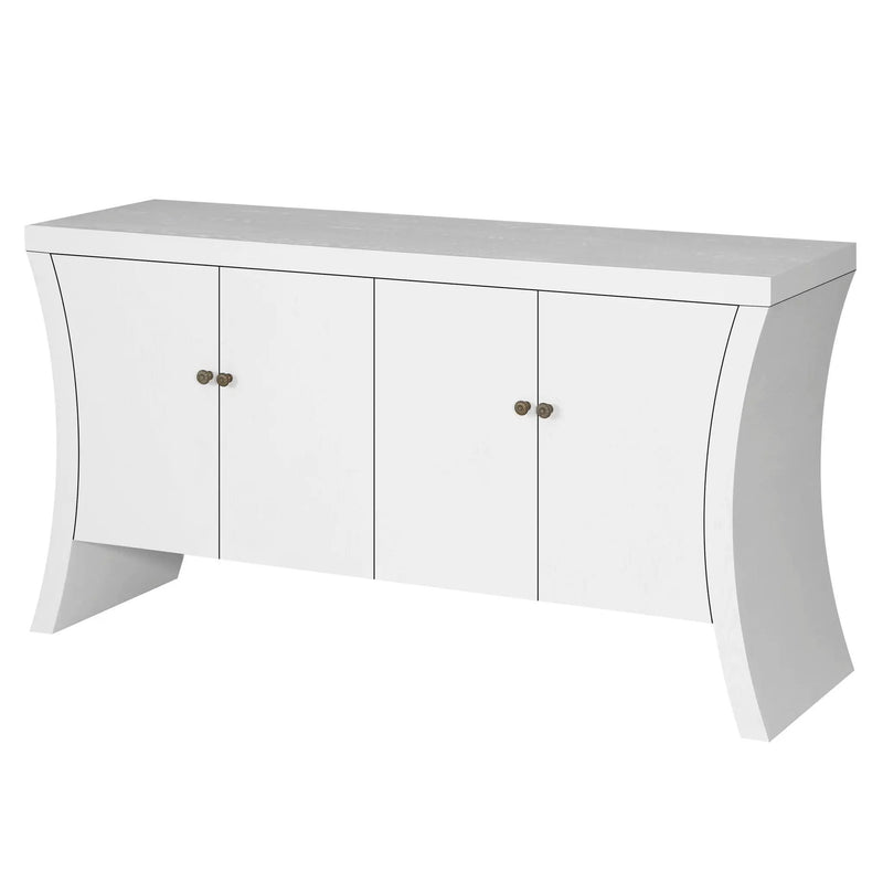 Refined Industrial 4 Door Credenza With Arc Legs & Clasps by Unique Piece Furniture