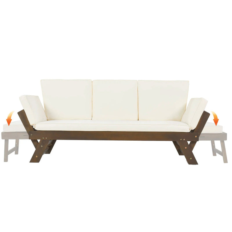 TOPMAX Outdoor Adjustable Patio Wooden Daybed Sofa Chaise Lounge by HouseOfZazla