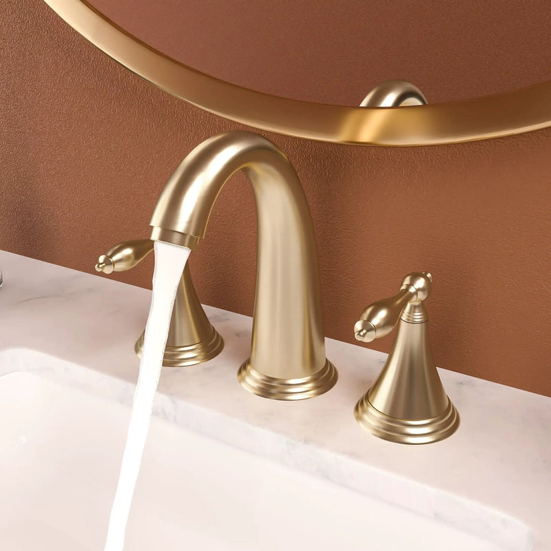 Elegant 2 Handle Widespread Bathroom Faucet With Pop Up Drain And Water Supply Lines by HouseOfZazla