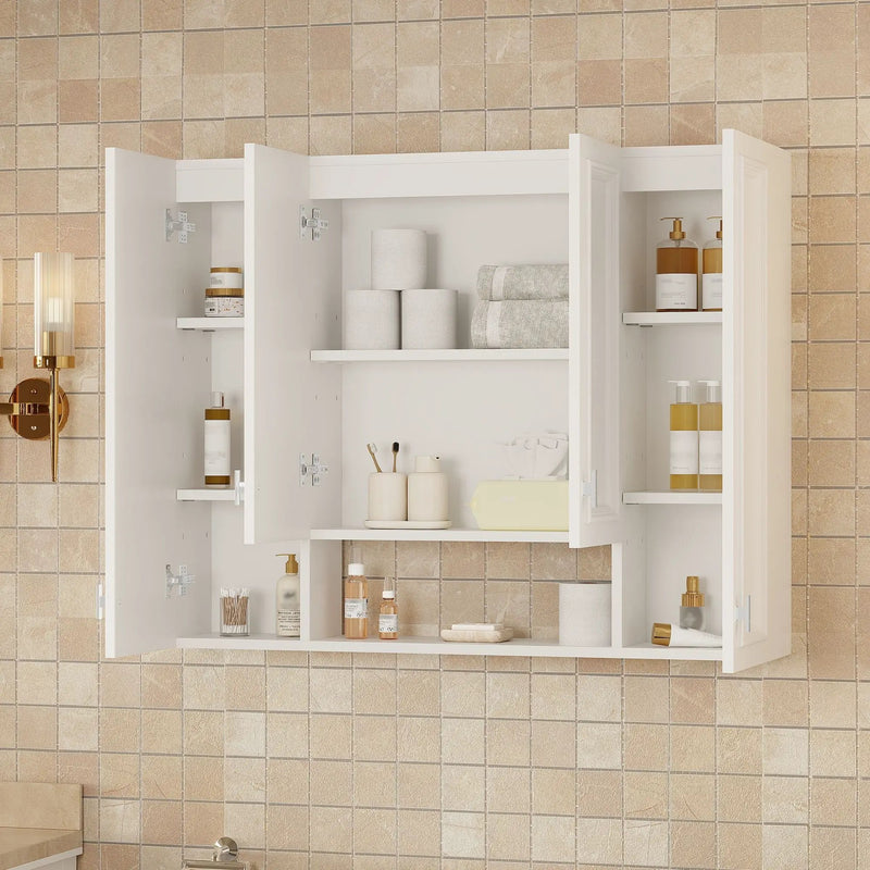 Bathroom Cabinet With 5 Adjustable Shelves, Wall-Mounted, White by HouseOfZazla