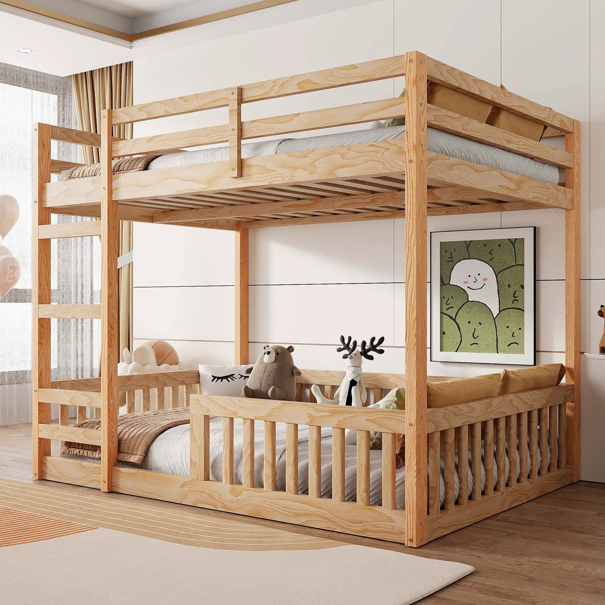 Stylish Bunk Bed With Ladder And Guardrails by Unique Piece Furniture