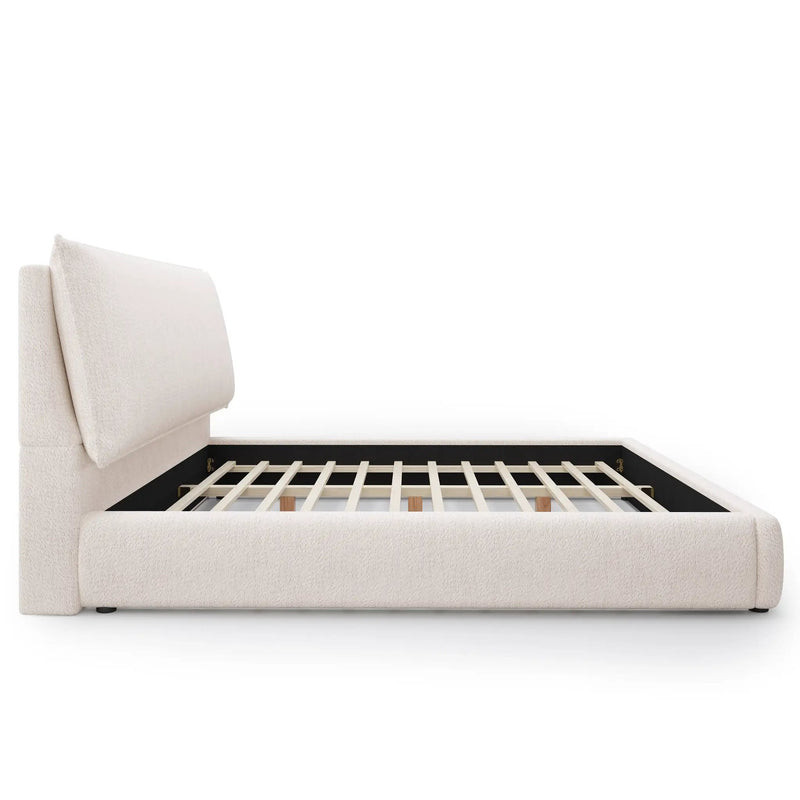 Upholstered Platform Bed Frame with Oversized Plush Pillow Headboard by HouseOfZazla