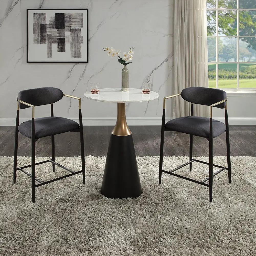Jaramillo - Counter Height Table - Natural Marble Top & Black by Unique Piece Furniture