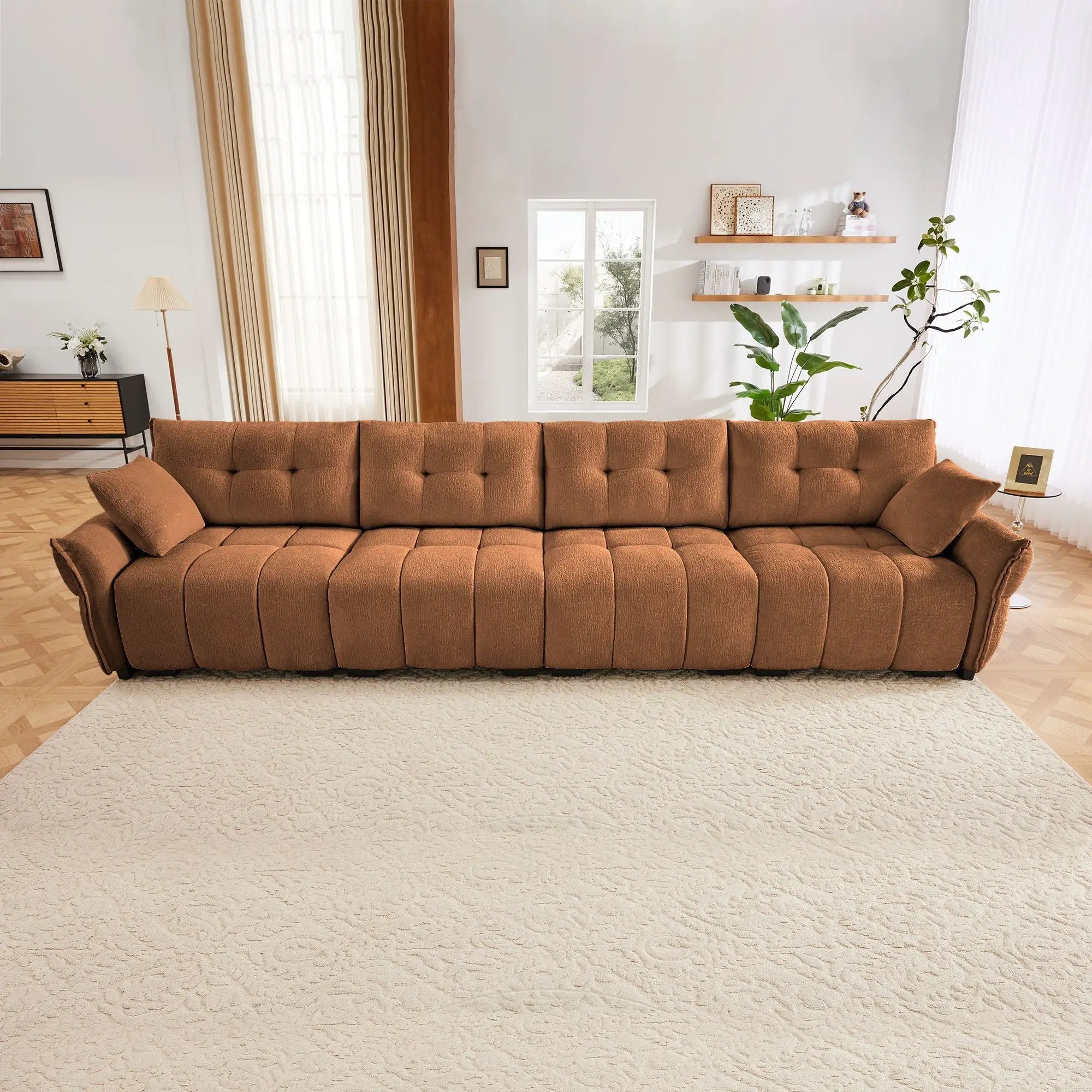 Modern Sofa & Pillows, Textured Cover, High Rebound Cushions by HouseOfZazla