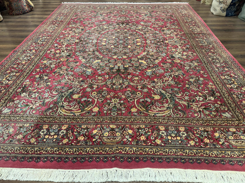 Sino Persian Rug 9x12, Fine 290 KPSI, Rose-Red, Floral Allover by Jewel Rugs