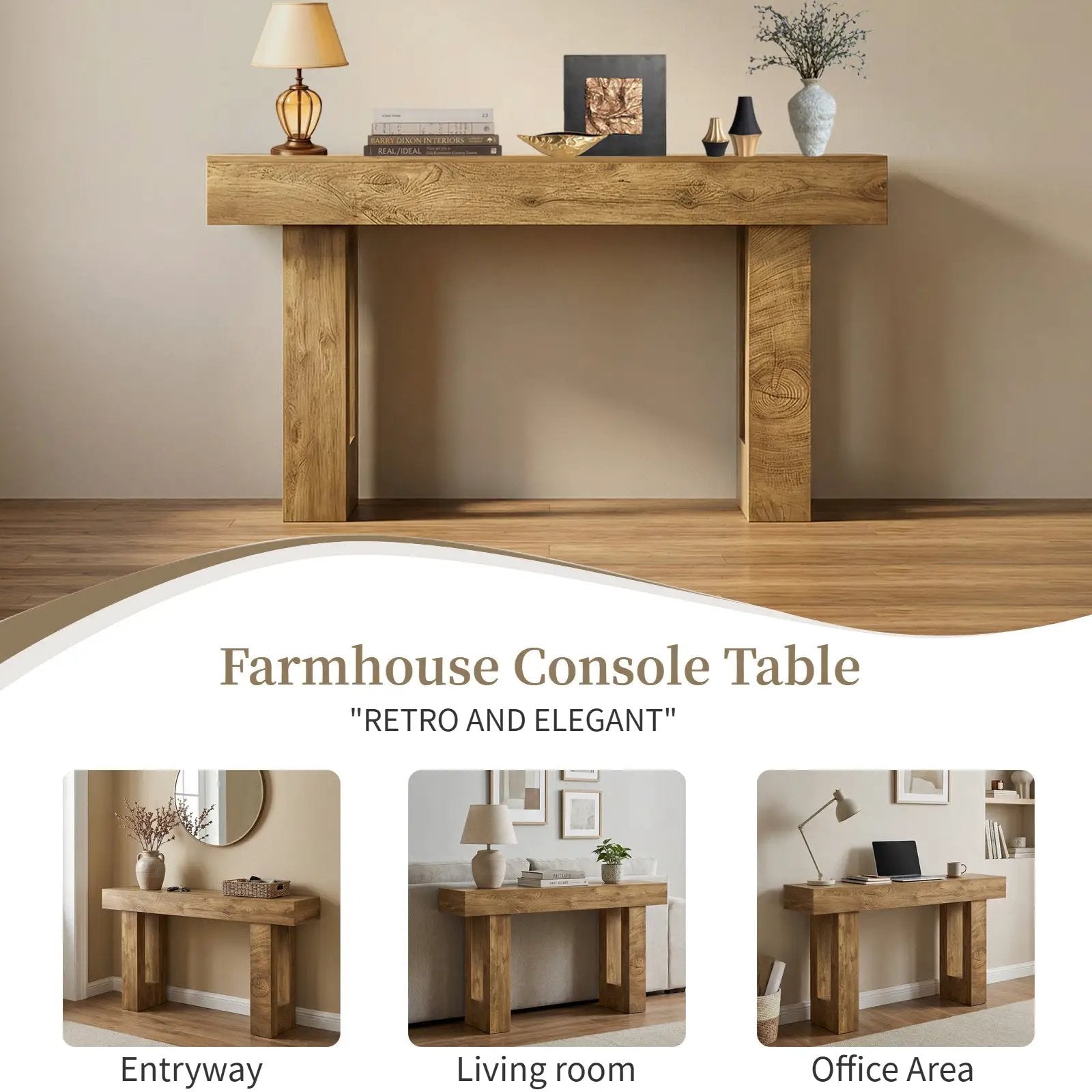 63" Long Console Table, Farmhouse Entryway Table with Storage by HouseOfZazla