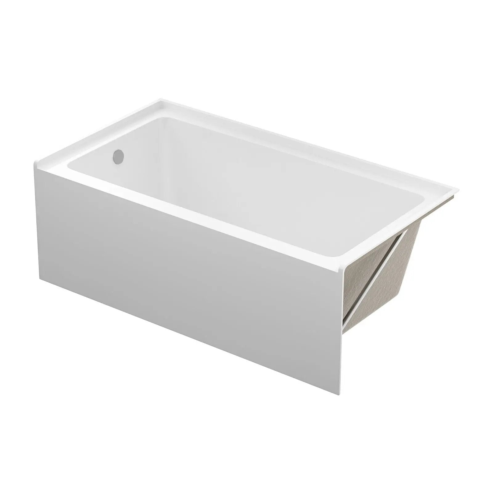 Alcove Soaking Bathtub With Skirt - Back-To-Wall Design, Compact - Glossy White by HouseOfZazla