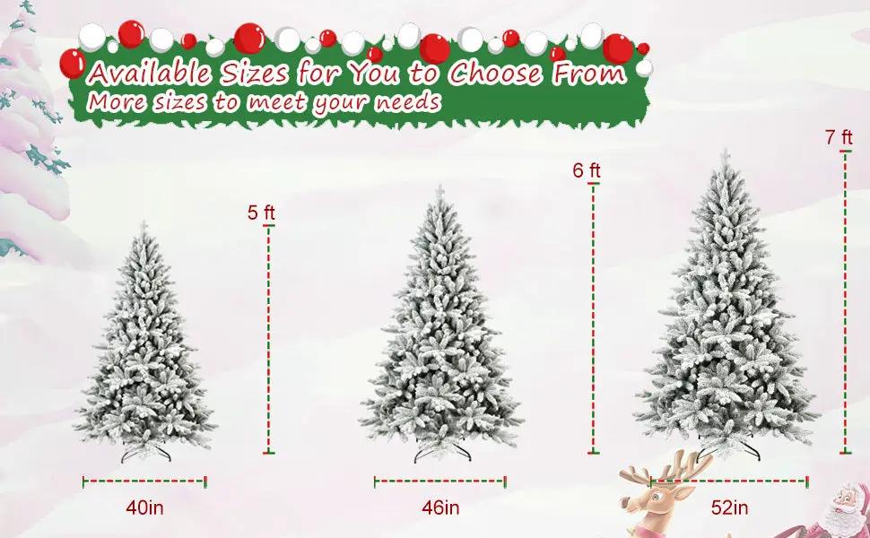 6ft Snow-Flocked Pre-Lit Christmas Tree with 1100 PE+PVC Tips by HouseOfZazla