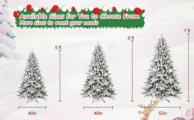 6ft Snow-Flocked Pre-Lit Christmas Tree with 1100 PE+PVC Tips by HouseOfZazla