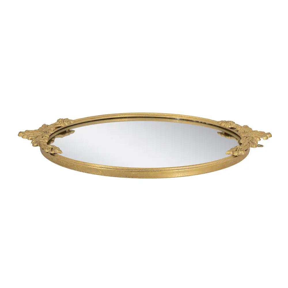 19x16x1" Round Mirror Tray with Gold Leaf Detailing by HouseOfZazla