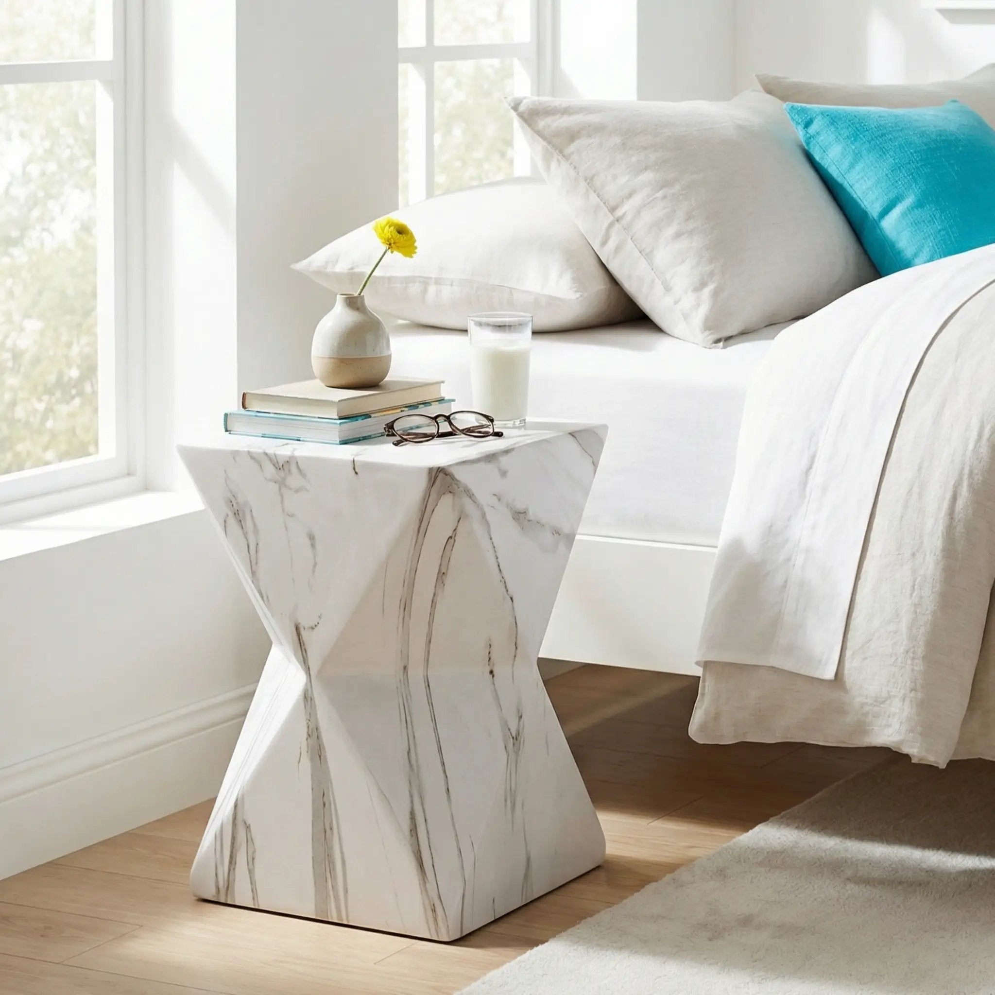 Modern Geometric MGO Side Table - Hourglass Accent Table by HouseOfZazla