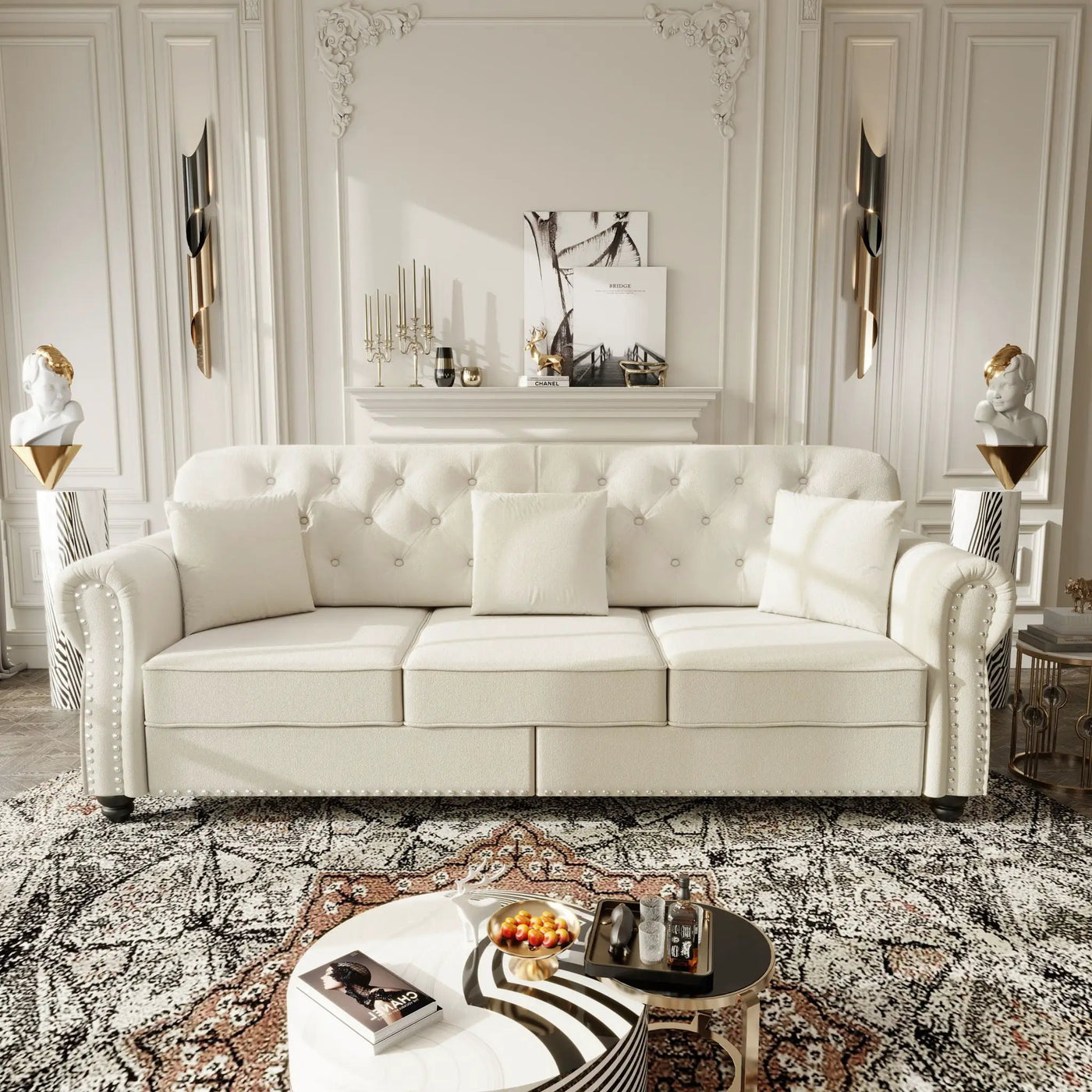 Upholstered 3 Seater Sofa Set With Ottoman by HouseOfZazla