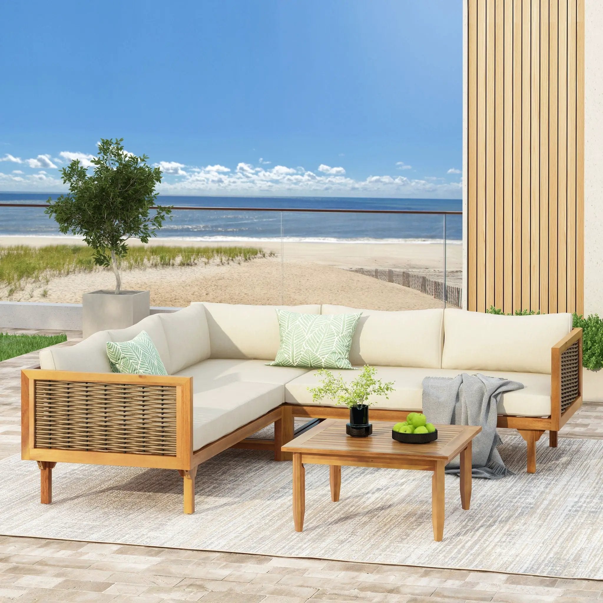 Premium Outdoor Sofa Set With Waterproof Cushions Sectional Seating Group by HouseOfZazla