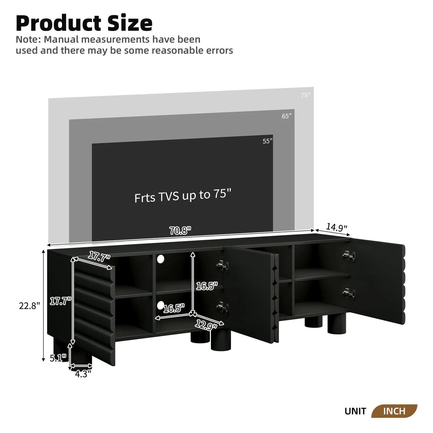 Stylish Thick Wavy Door TV Cabinet with Adjustable Shelves by HouseOfZazla