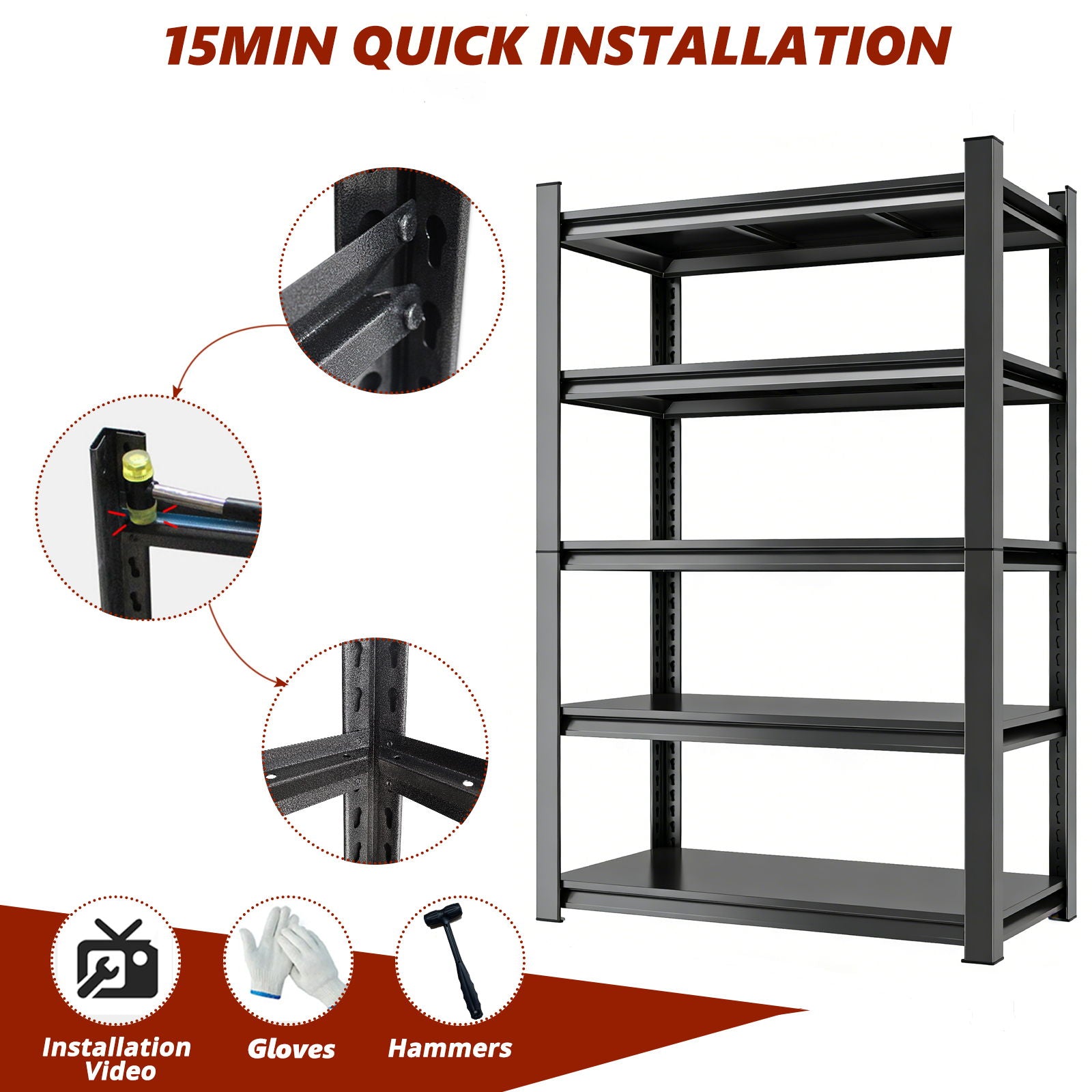 5 Tier Heavy Duty Shelving Unit Adjustable Shelving Units by HouseOfZazla