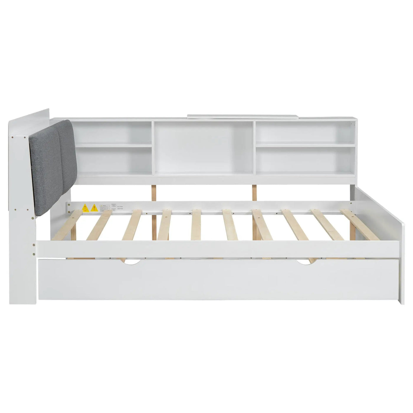Platform Bed With Trundle, Shelves, And Storage Headboard by HouseOfZazla