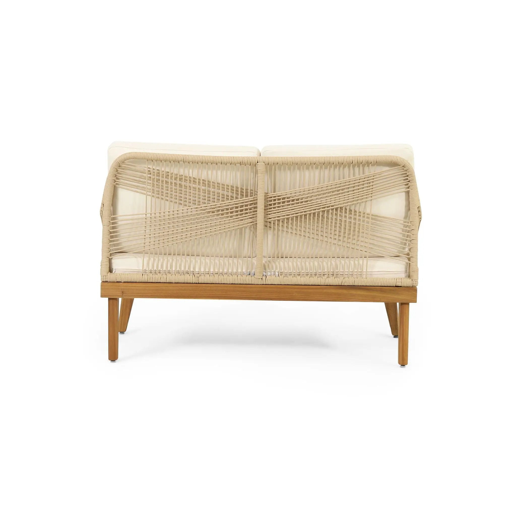 Hueber Outdoor And Rope 4 Seater Chat Set With Cushions - Teak by HouseOfZazla