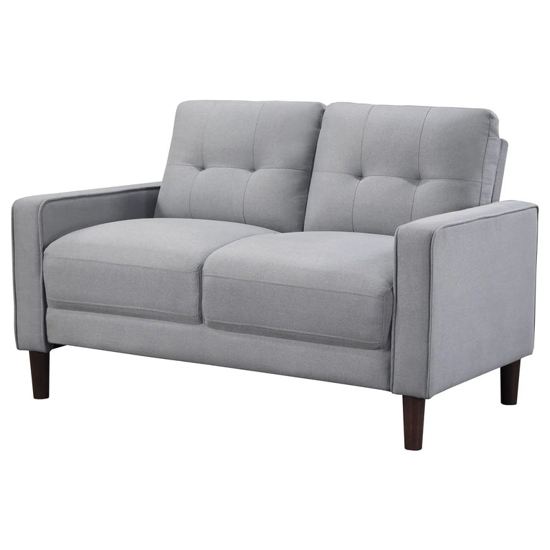 Bowen Upholstered Track Arm Tufted Loveseat Grey by Unique Piece Furniture
