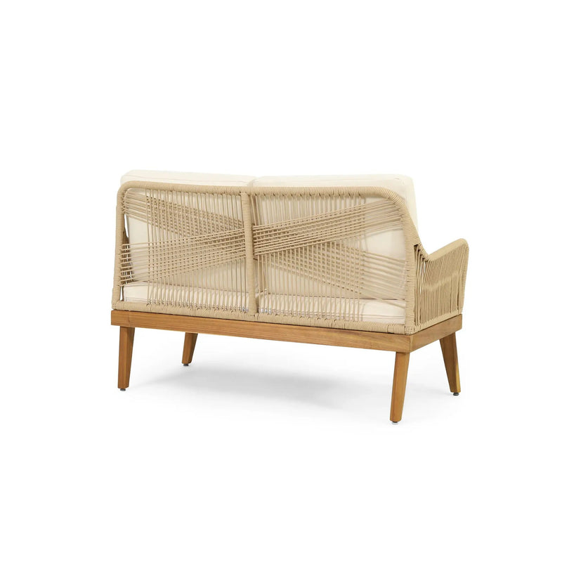 Hueber Outdoor And Rope 4 Seater Chat Set With Cushions - Teak by HouseOfZazla