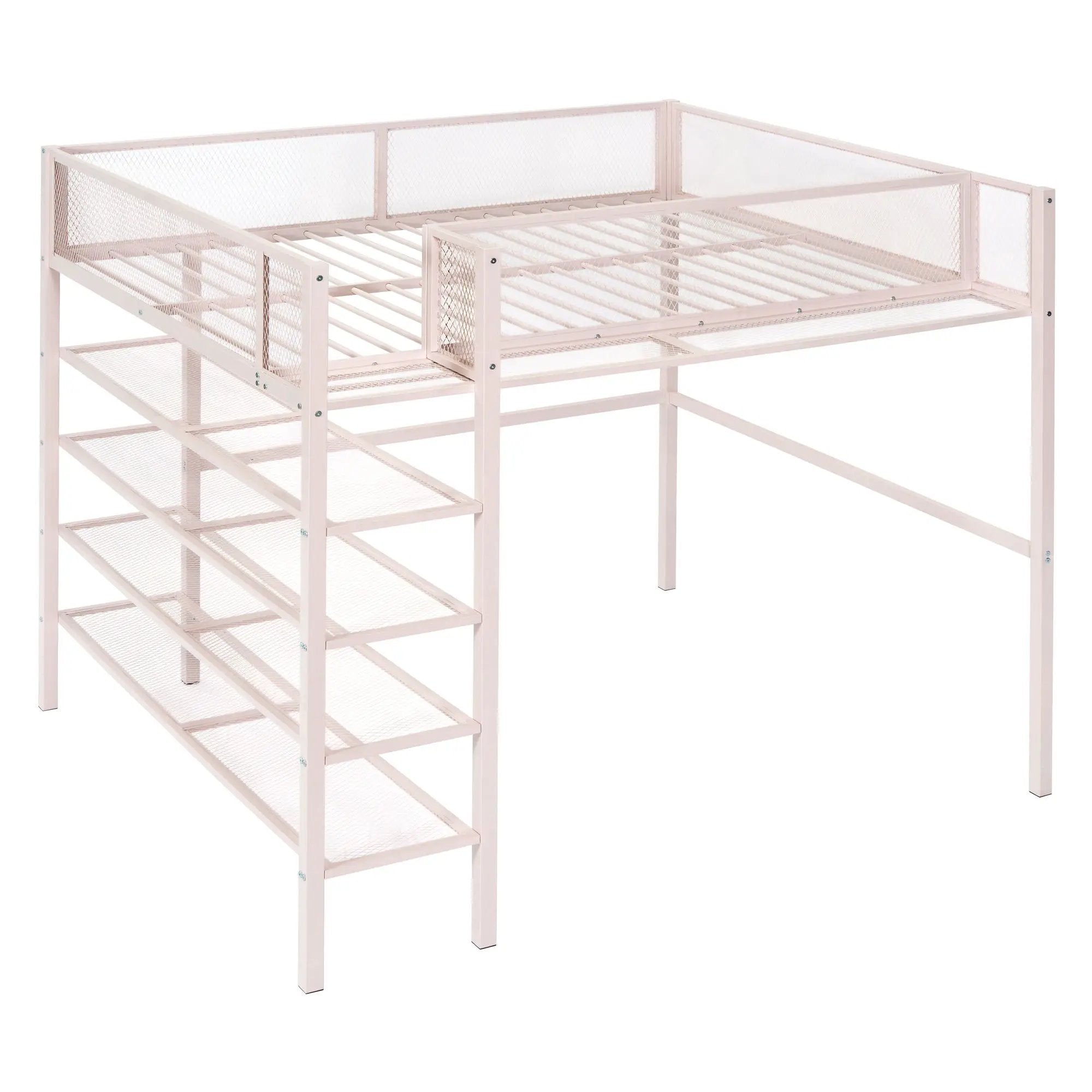 Loft Bed With 4 Tier Shelves And Storage by Unique Piece Furniture