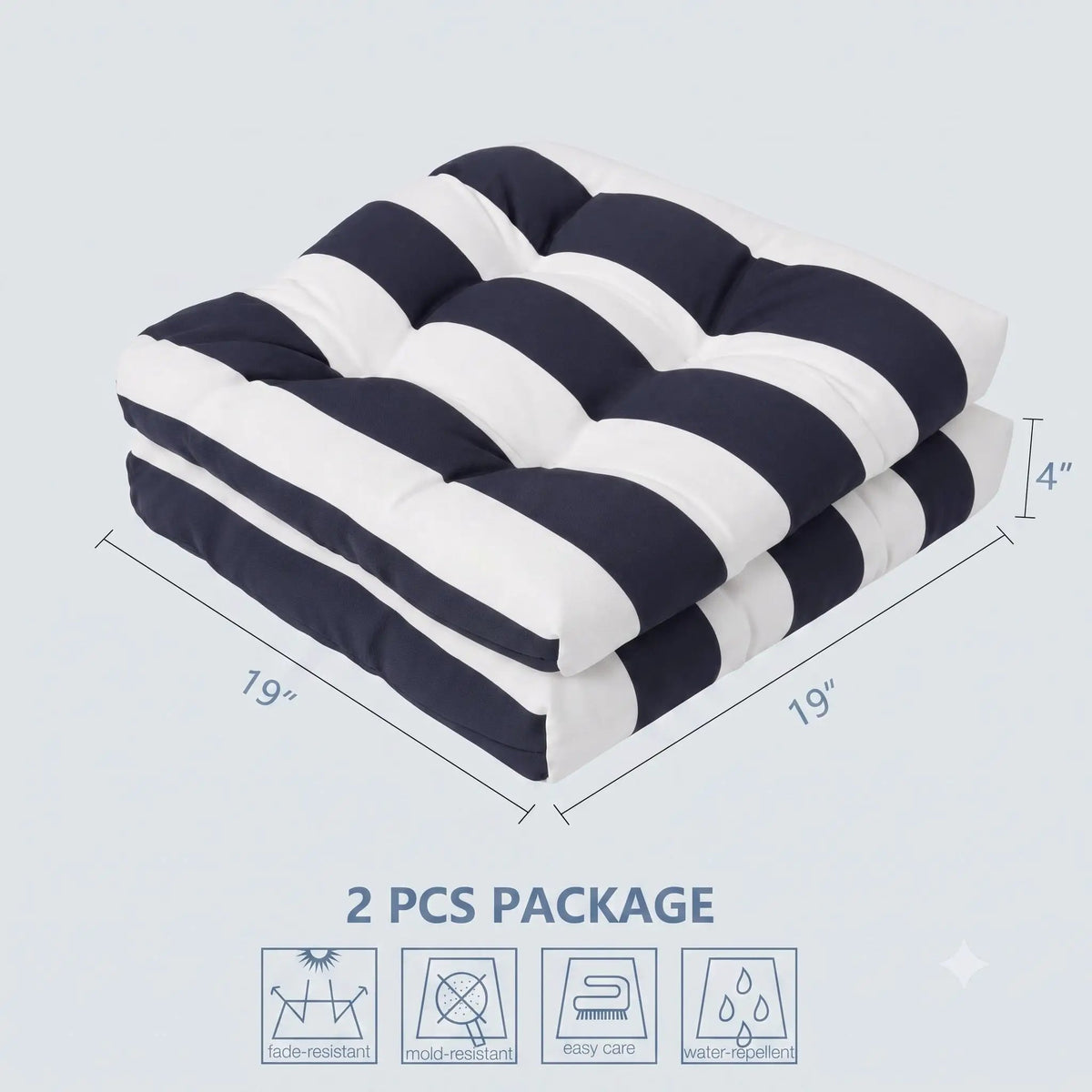 Outdoor Chair Cushions Set of 2 in Black/White Stripes by HouseOfZazla