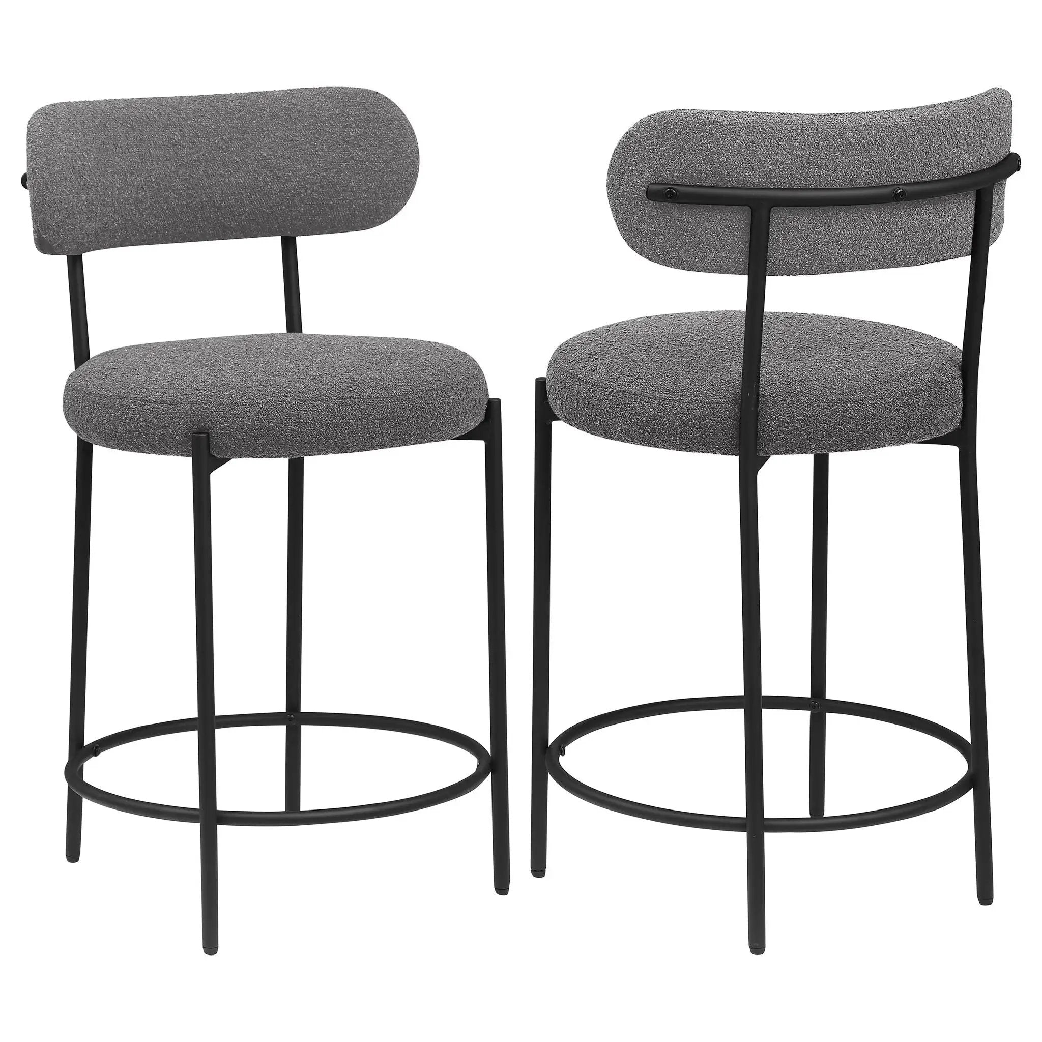 Viola Boucle Upholstered Counter Chair Grey (Set of 2) by Unique Piece Furniture